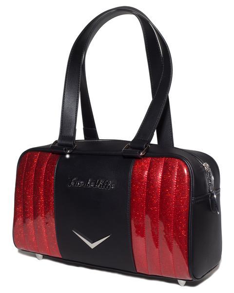 Small Carry All Tote Matte Black and Venom Red Sparkle