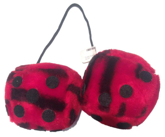 Fuzzy Dice 3" Zebra Red